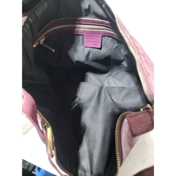 Authentic GUCCI Plum Leather GG Logo Blondie Hobo Bag Burgundy - Picture 9 of 14